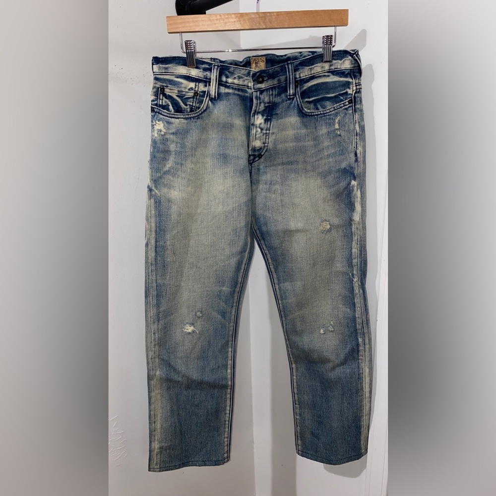 PRPS Men’s Distressed Designer Japanese Denim Light Blue Barracuda Jeans Size 32